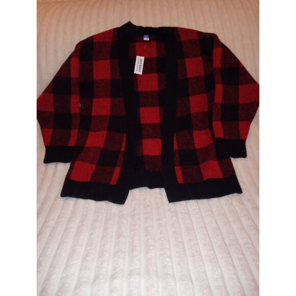 Old Navy Buffalo Plaid Cardigan Girls Size 10/12 Long Sleeves Open Front - Picture 1 of 4